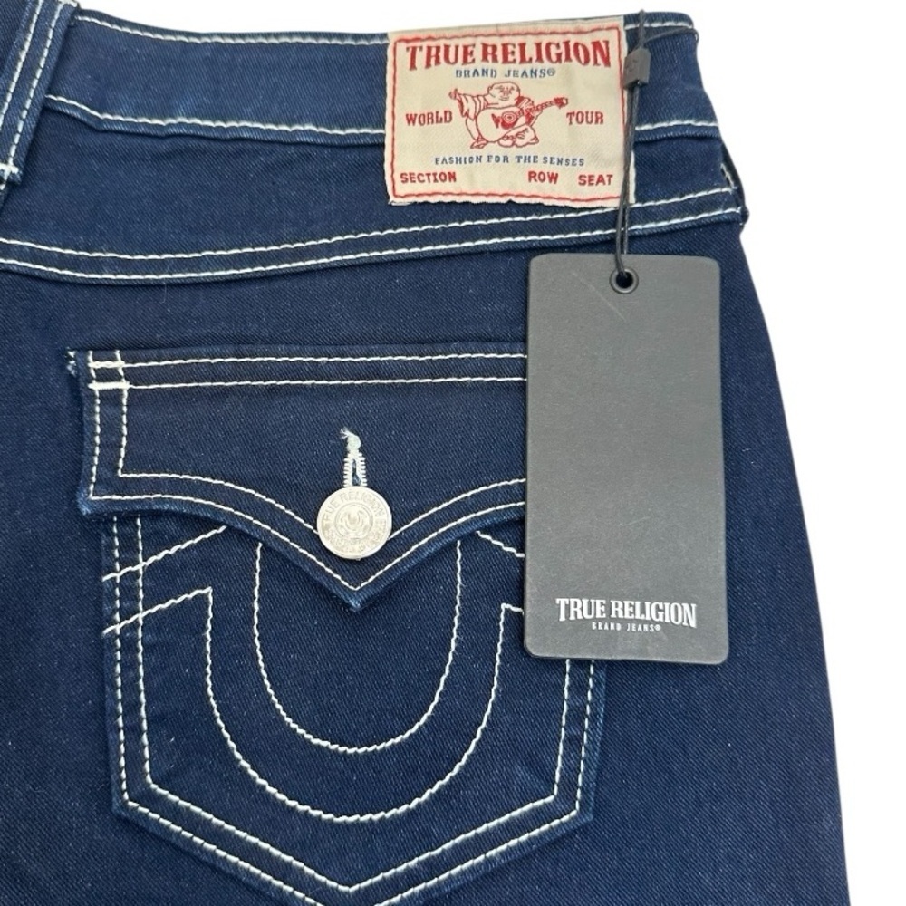 True Religion Joey Flare Leg Dark Wash Denim Low Rise Jean NWT W28 L34 $159 - Picture 10 of 13